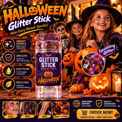 🔥1 kaufen, 1 gratis erhalten🎃Halloween Glitzer-Stick für Gesicht, Haar & Körper, glitzerndes Make-up-Accessoire