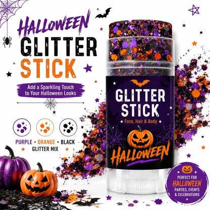 🔥1 kaufen, 1 gratis erhalten🎃Halloween Glitzer-Stick für Gesicht, Haar & Körper, glitzerndes Make-up-Accessoire