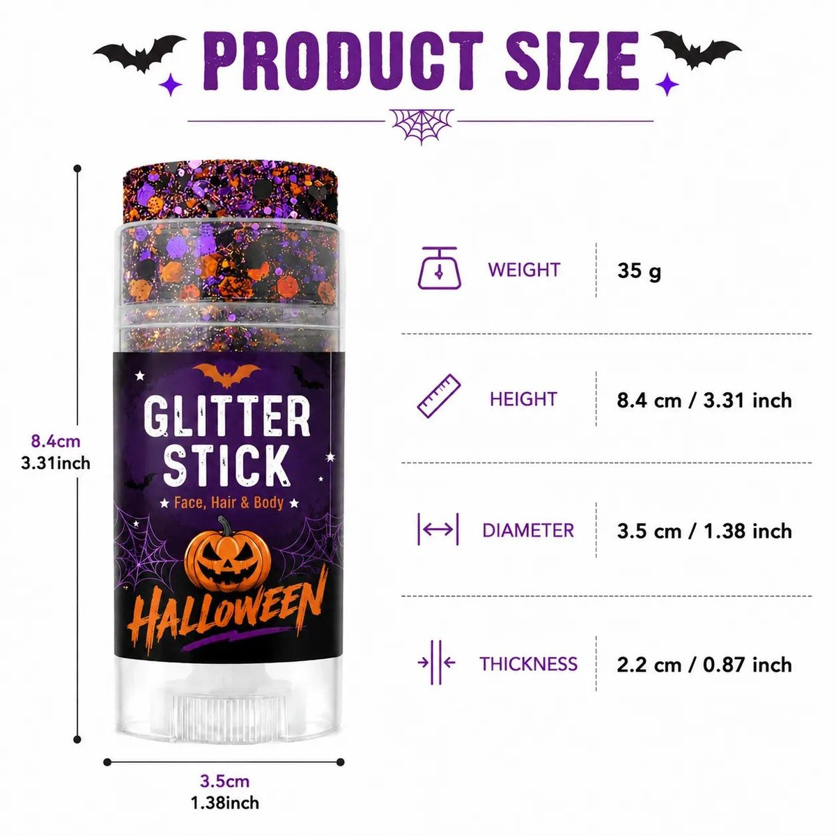 🔥1 kaufen, 1 gratis erhalten🎃Halloween Glitzer-Stick für Gesicht, Haar & Körper, glitzerndes Make-up-Accessoire